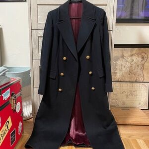 Vintage Brooks Brothers Wool Trench Coat (Navy, Size S)